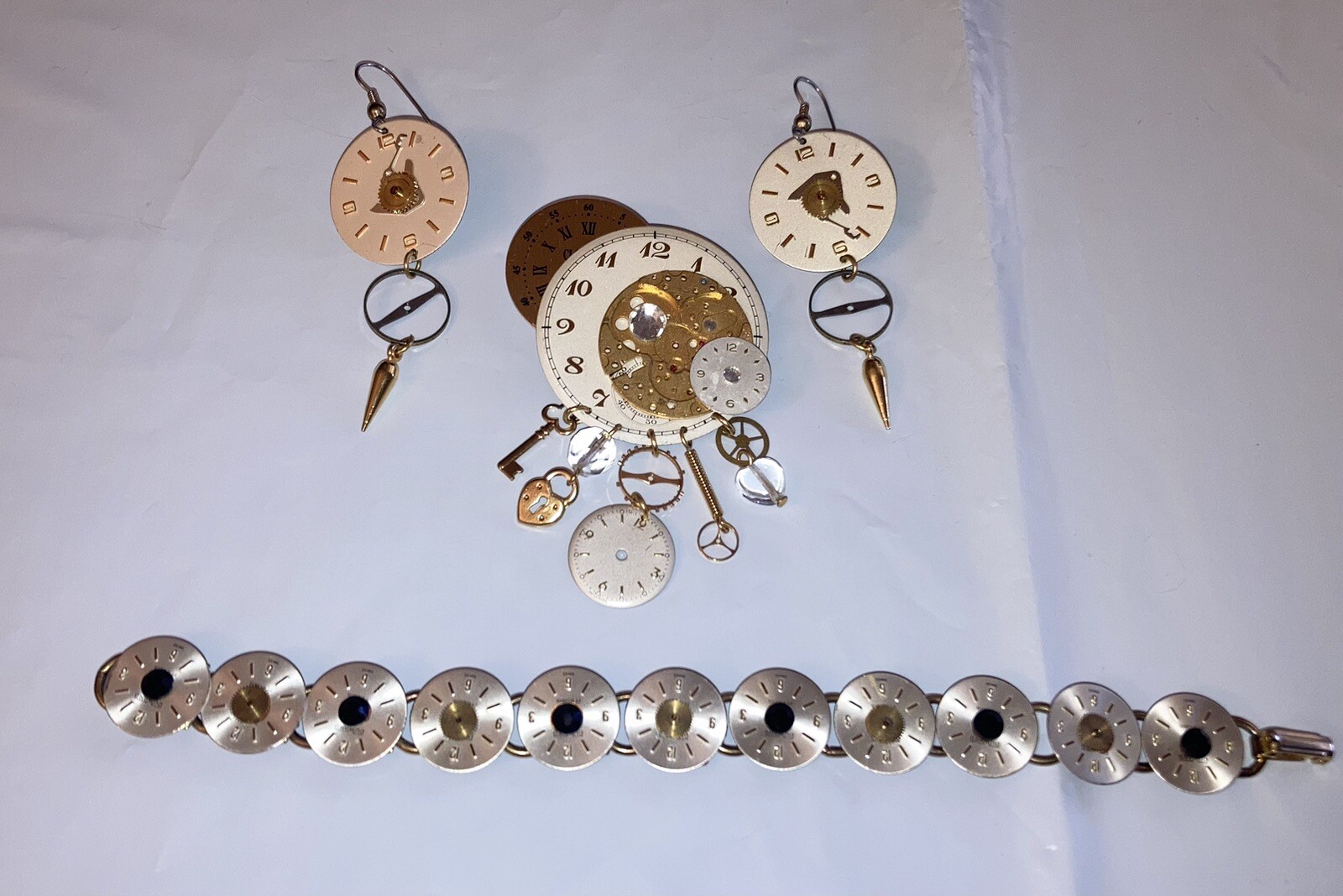 Vintage Steampunk Elgin/Duward Upcycled Watch Demi-Parure Set