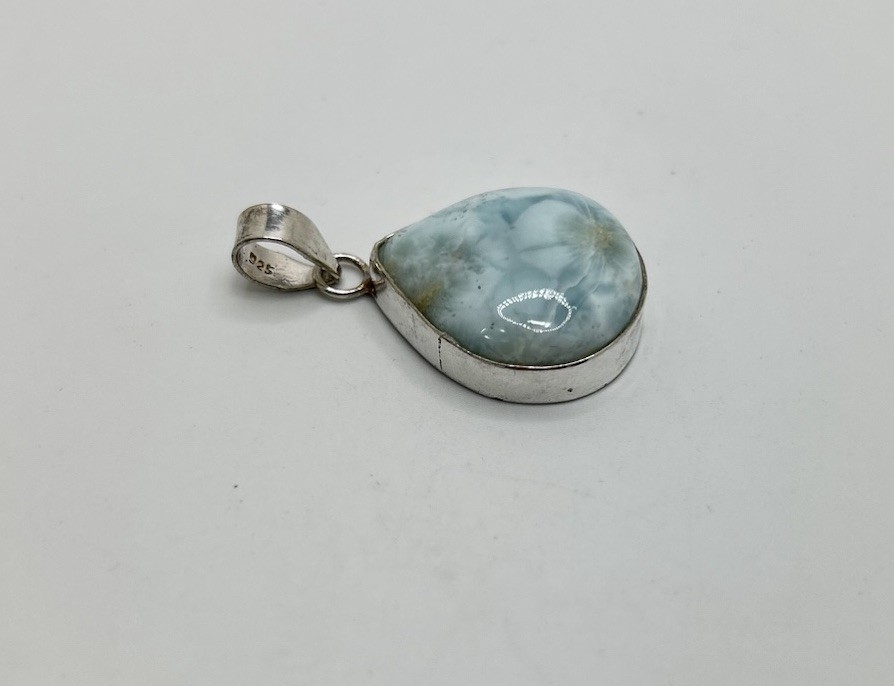 Vintage Sterling Silver Pendant with Light Blue Stone Marked 925 Jewelry