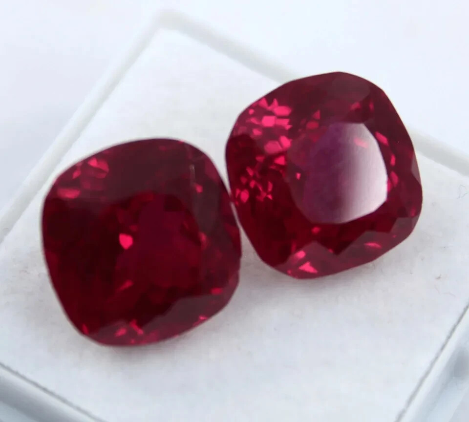 Pair Ruby Blood Red Color Square Cut 18 Ct EGL CERTIFIED Natural Loose Gemstone