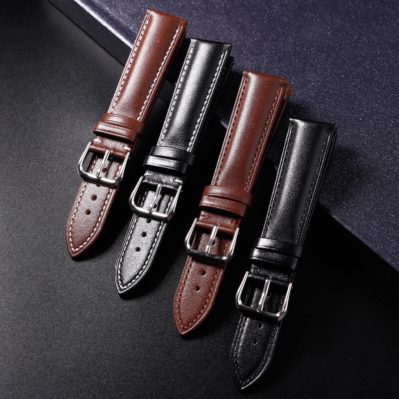 Watch Band Calf Genuine Leather Watch Strap Belt Wristwatch Band Brown 16-24mm