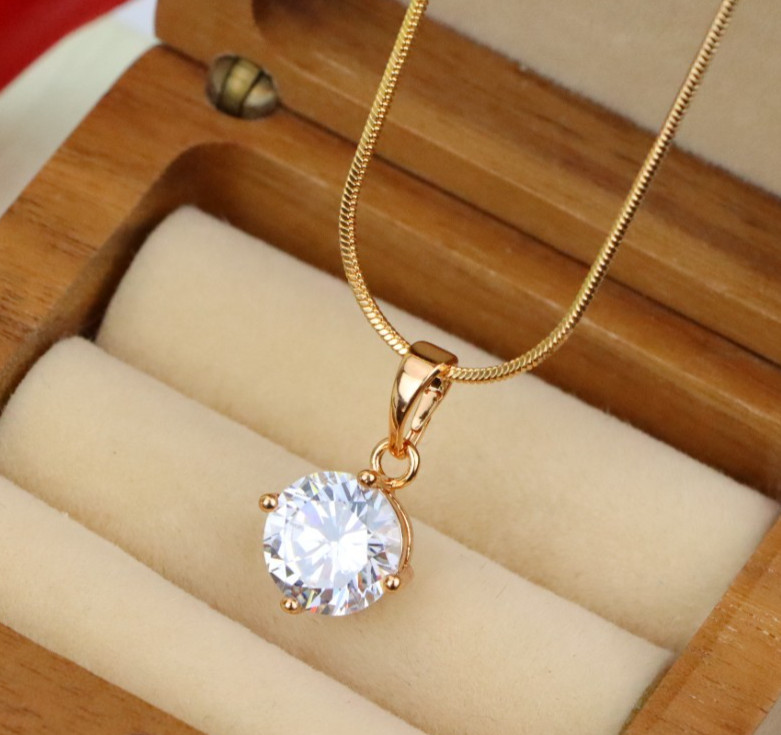 Elegant Round White Pendant in Gold Plated Brass for Women, XPPT1666