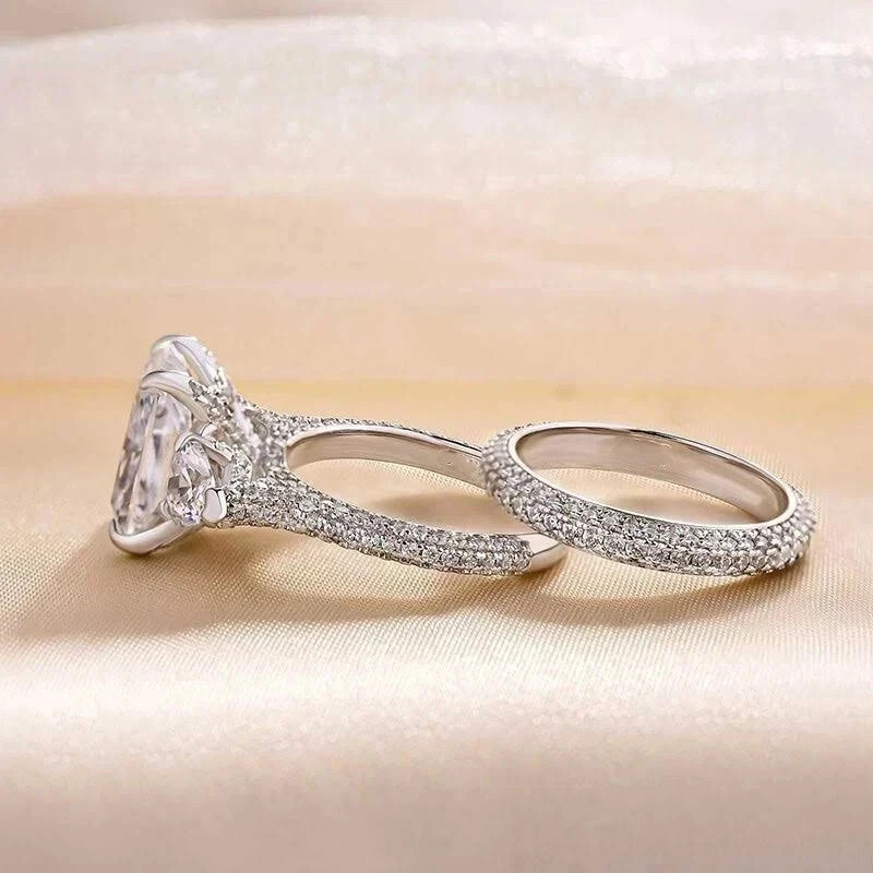 4.90Ct Radiant-Cut Lab Grown Diamond Solitaire Wedding Ring Set 14k White Gold