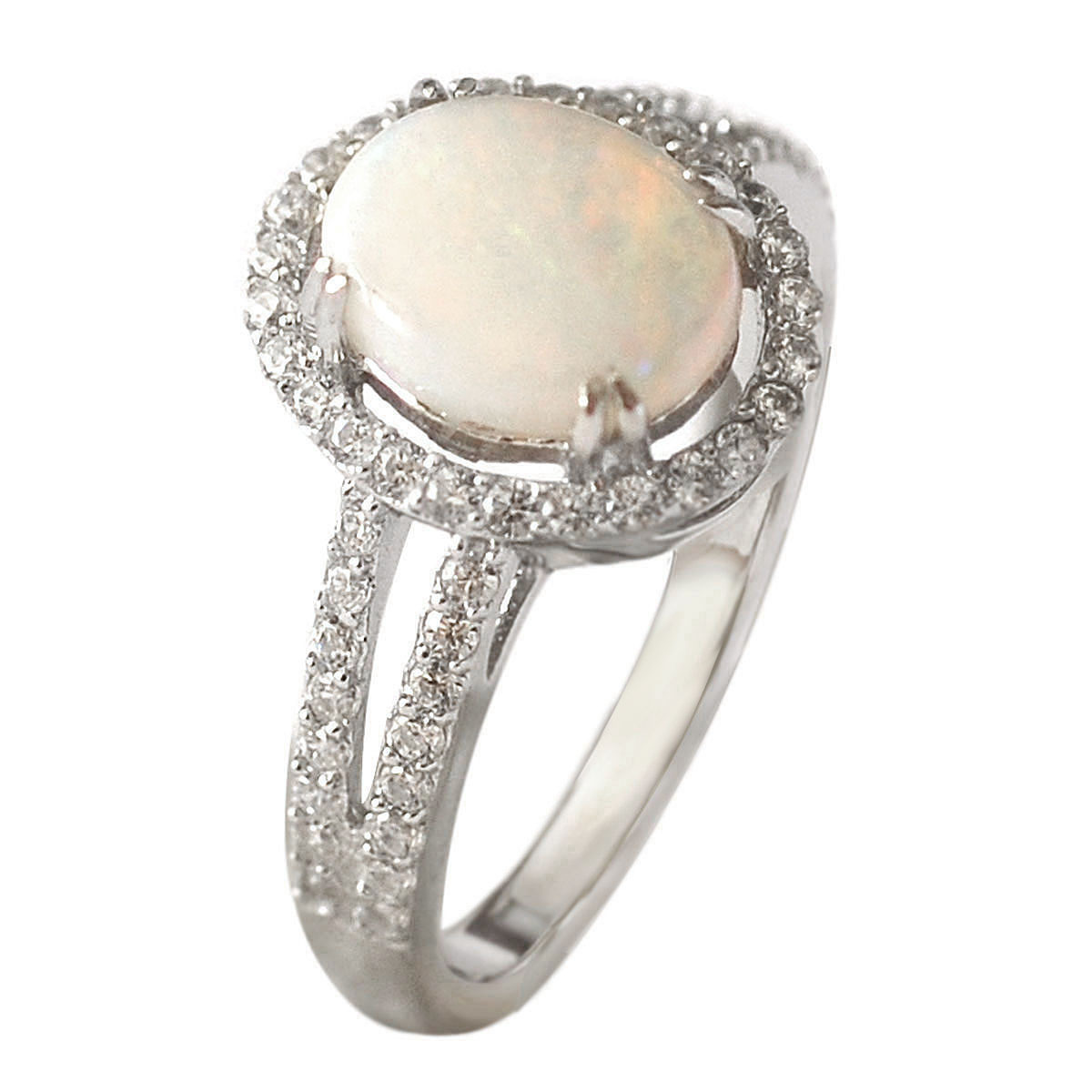 De Buman 1.4ctw Opal 925 Silver Ring Size 7/ 7.5/ 8/ 8.5/9/9.5