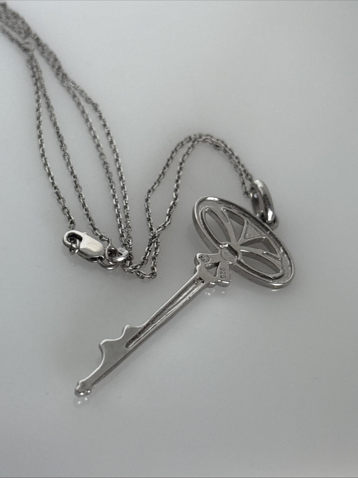 Sterling Silver Heart Skeleton Key to my Heart Pendant Necklace 18″ 925 14C