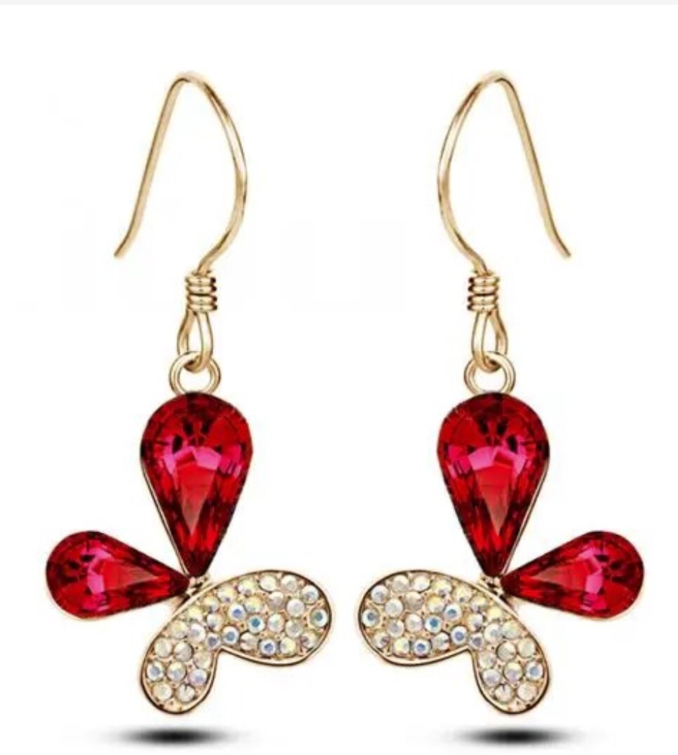 Alloy Crystal Butterfly Earrings ( 1 pair)