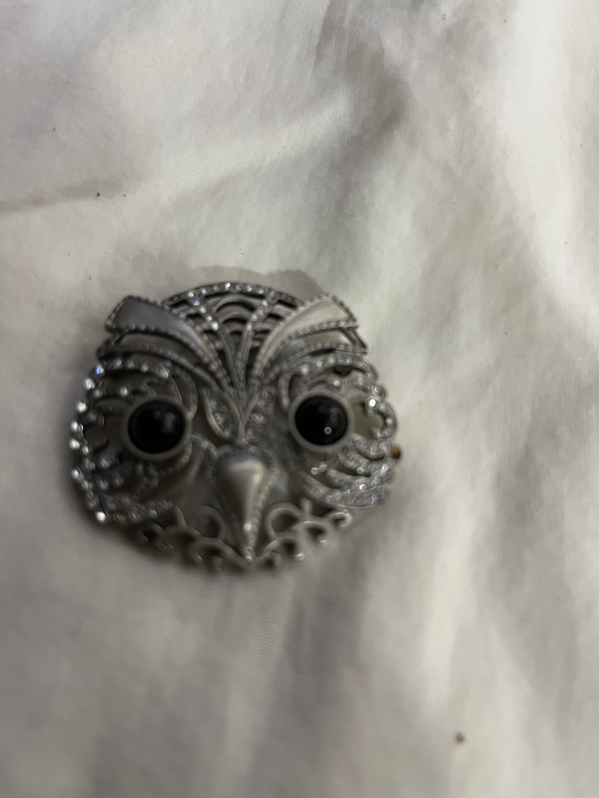 Vintage owl Pin Brooch MMA Sterling &Rhinestone ( BRCH3610)