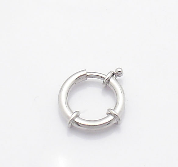 12.8mm X 2mm Shiny Spring Ring Senora Clasp Real 14K White Gold 1.0gr