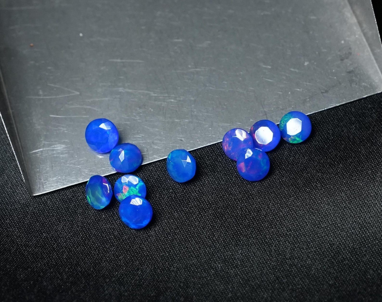 Natural Sky Blue Ethopian Opal Round Faceted Cut 3mm To 10mm Loose Gemstone