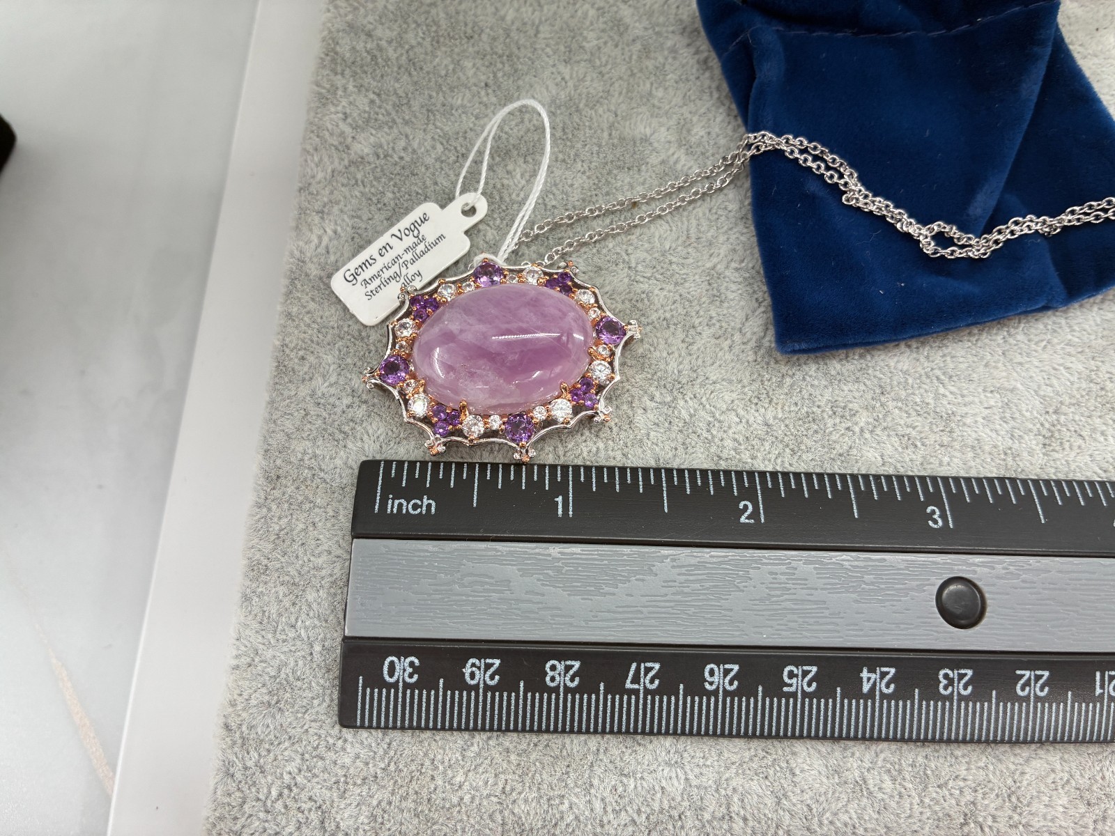 Michael Valitutti Gems en Vogue Kunzite Amethyst Silver Palladium Necklace HN925