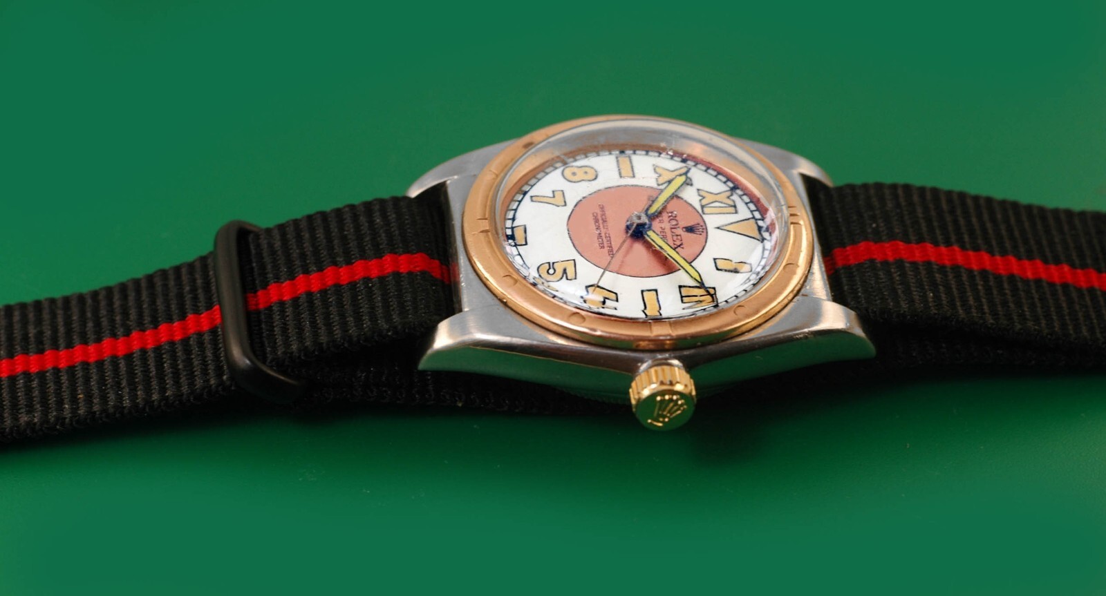 Vintage 1945 Rolex BubbleBack Oyster Perpetual Pink Gold Bezel Ref. 3372