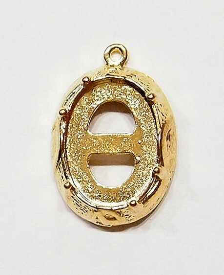 10 of 18x13mm Victorian Shiny Gold Plated 6-Prong Pendant/Charm Settings 27x18mm