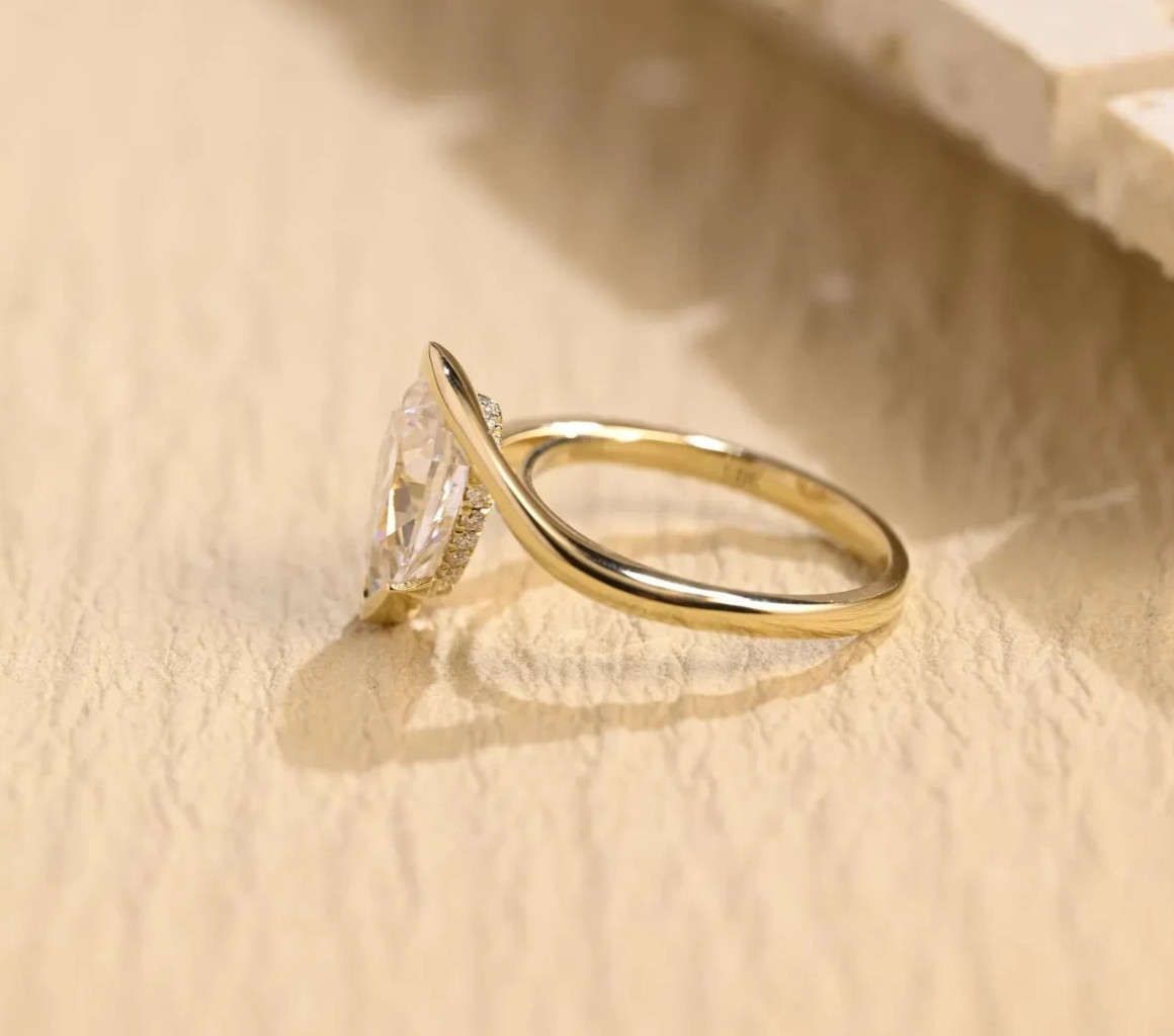 Lab Grown Diamond Engagement Ring Pear Cut Ring 9k solid gold ring gifts for her