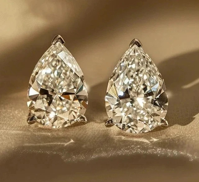 Women’s 14K White Gold Plated 3Ct Round Cut Lab Created Diamond Stud Earrings