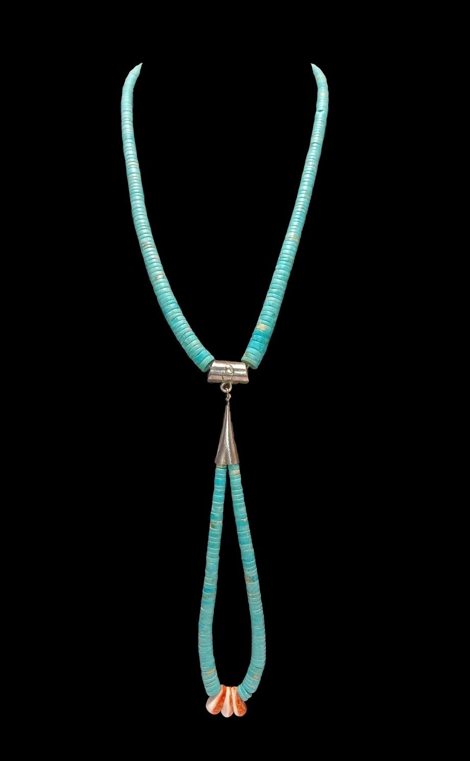 Vintage Santo Domingo Kewa Pueblo Turquoise & Spiny Oyster Heishi Jacla Necklace