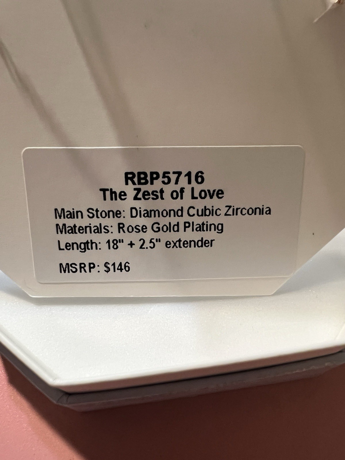 Ring Bomb Party RBP5716 The Zest of Love Rose Gold Plated CZ Pendant Necklace