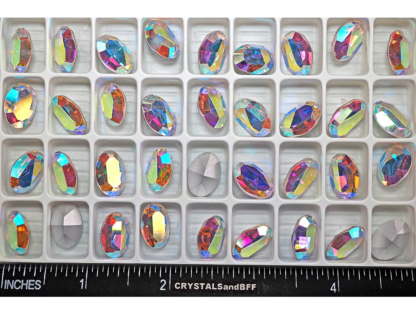 Crystal AB, Preciosa Czech MC OVAL Stones 14x10mm, 12 pieces, Silver Foil, P601