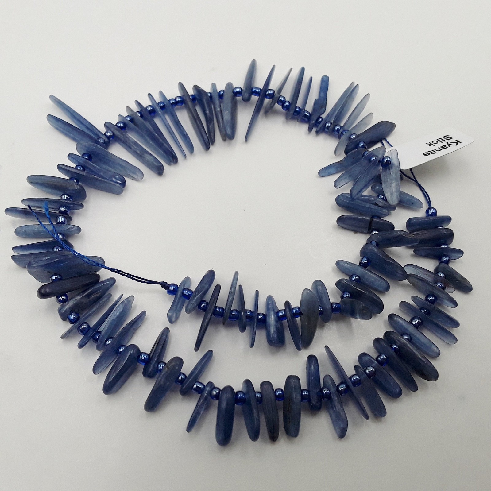 Kyanite Graduated Pebble Slice Stick Points Beads Approx 15-30mm 15.5″ Strand