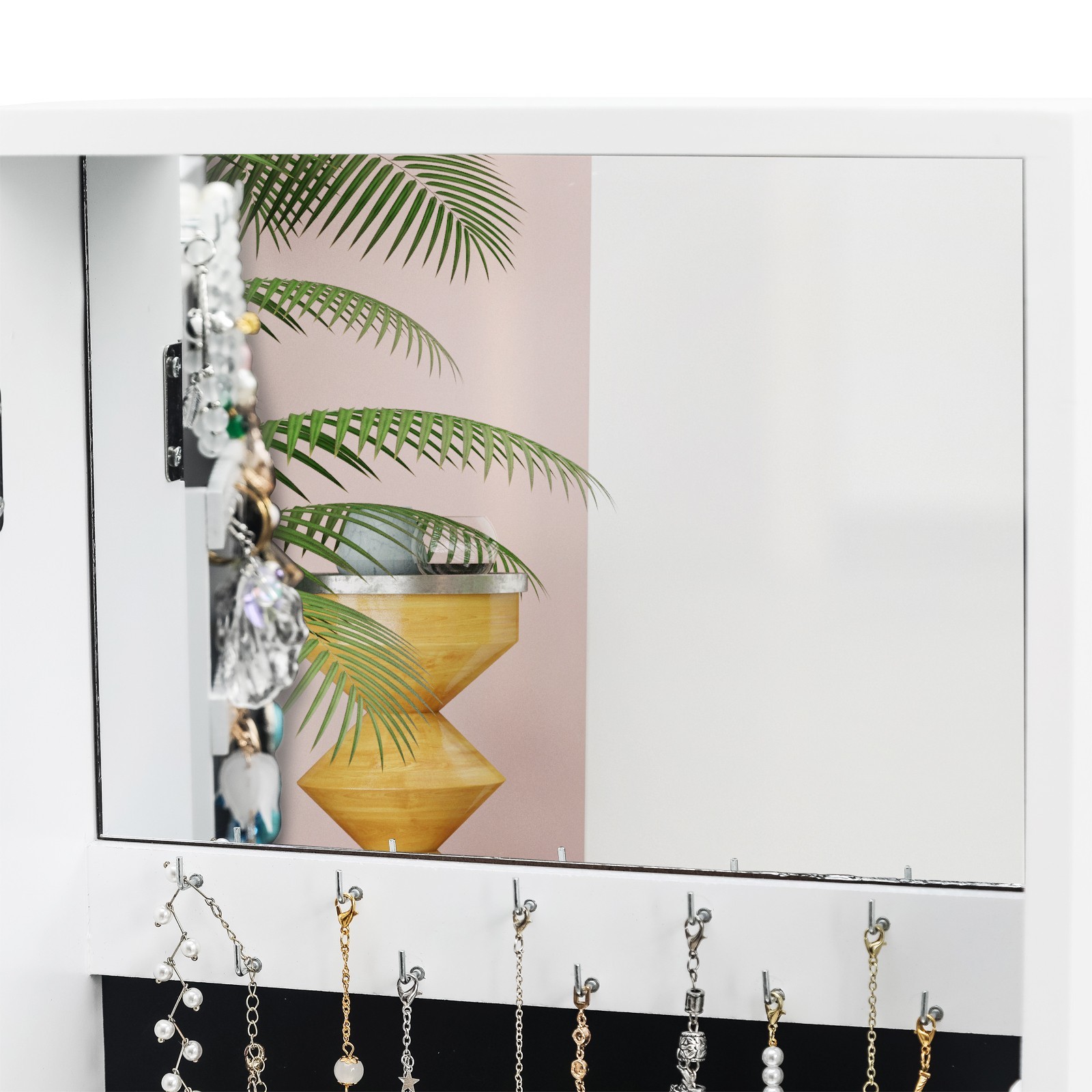 Simple PVC Wood Grain Coating Photo Storage Damp-proof Jewelry Mirror Cabinet