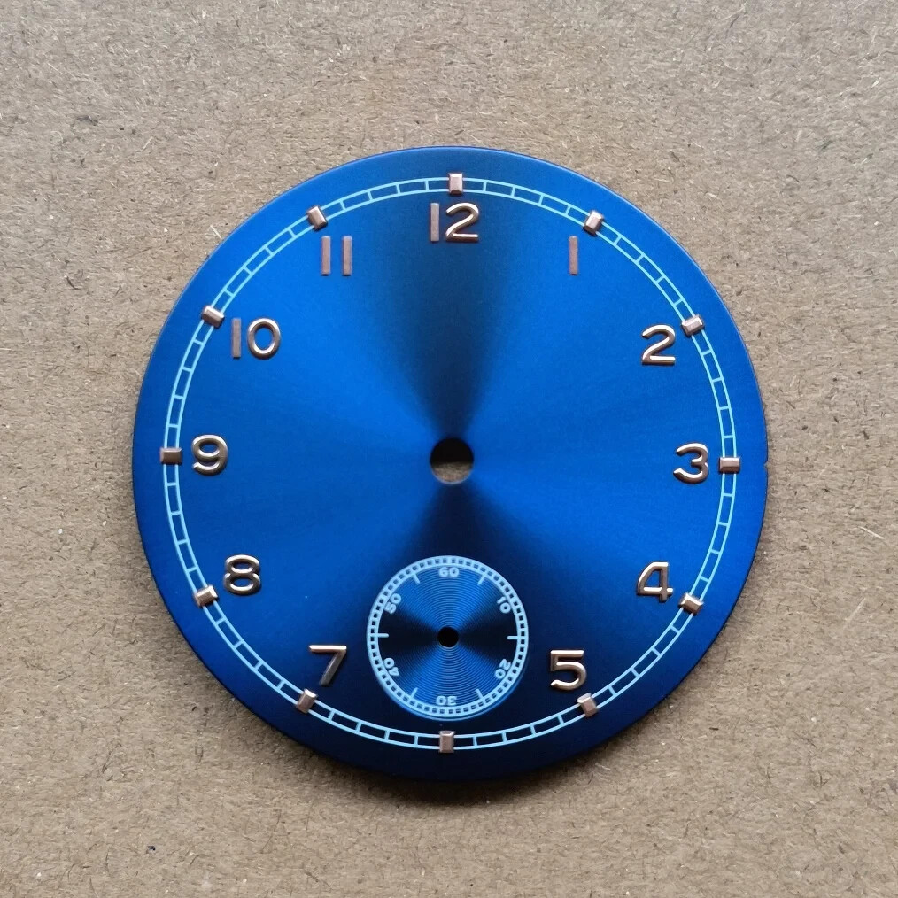 37mm blue dial Rose gold number Thickness 0.4mm for ETA6498 ST3621 movement