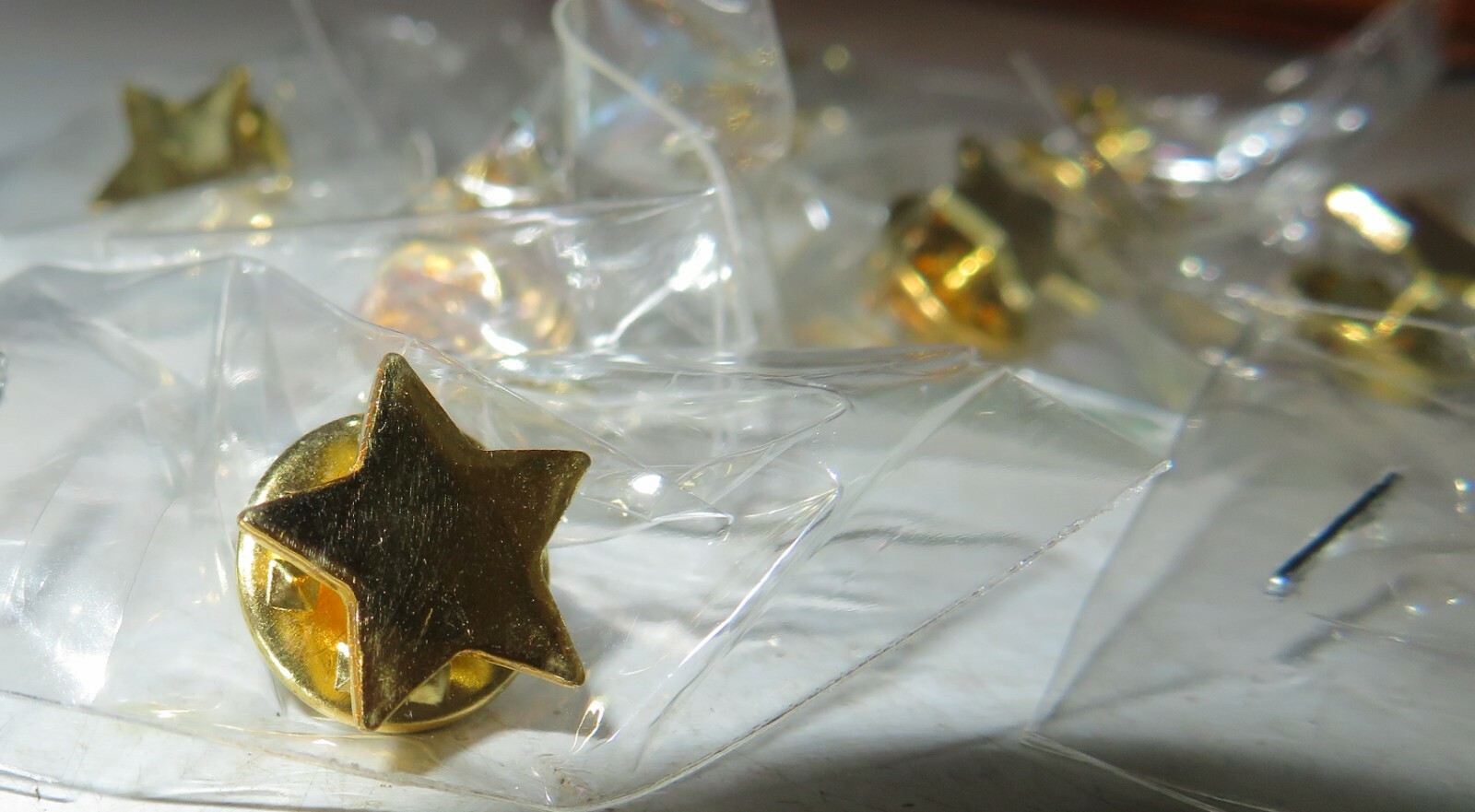 10 Pc Lot Gold Star Color Lapel Pin 1/2″ Wide Butterfly Clutch Pin Back Award