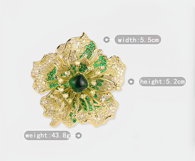 Handmade Custom Green Large Peony Flower Brooch With High Quality Design Brooch