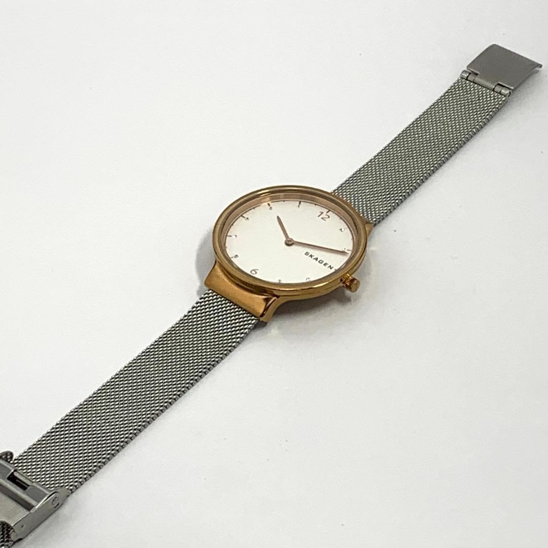 Skagen SKW2616 Quartz Womens Watch White Dial Gold Case New Battery Working