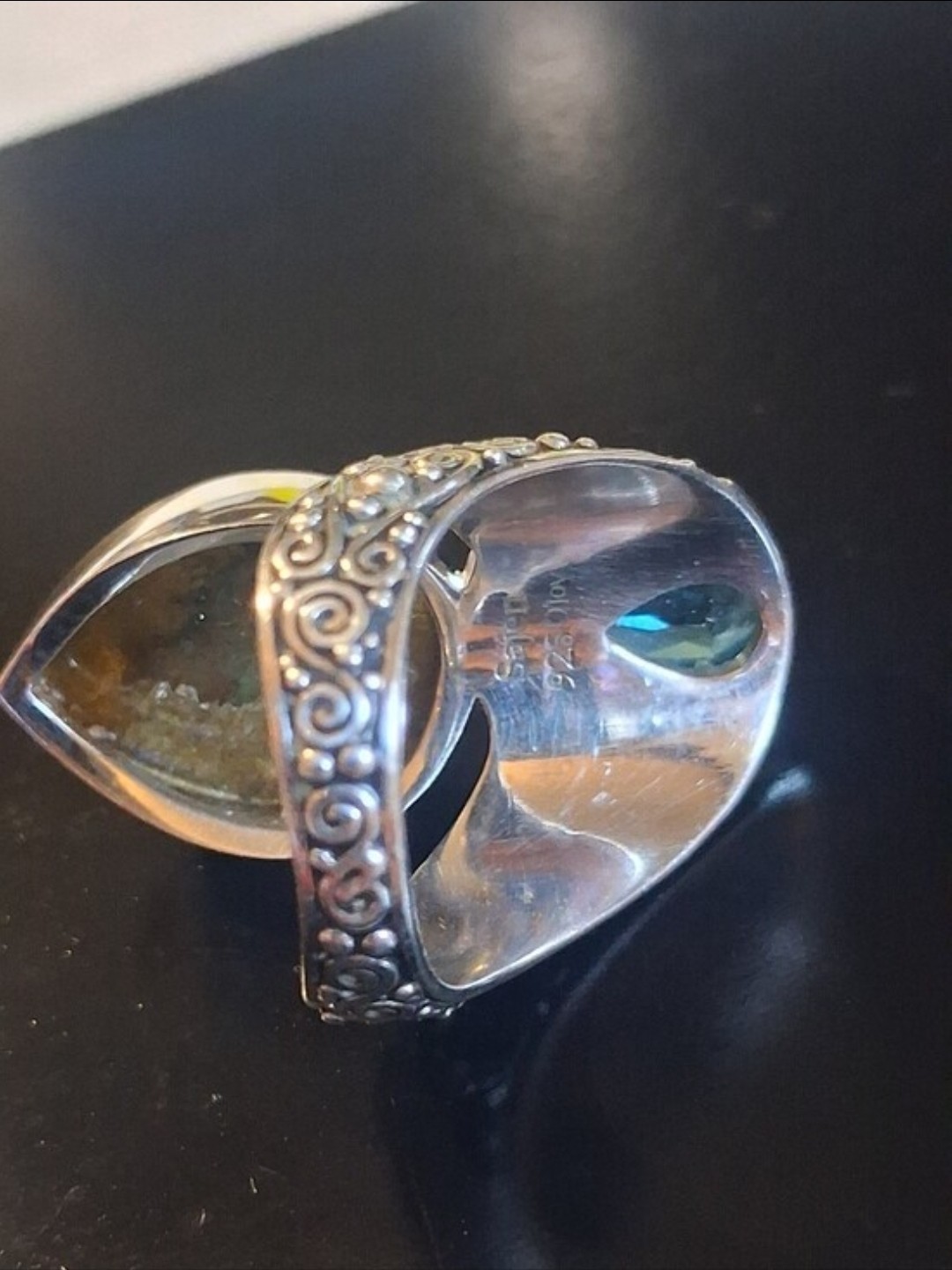 Sajen Silver Labradorite Swiss Blue Quartz Sterling Silver Ring 15.40 CTW 8.82 G