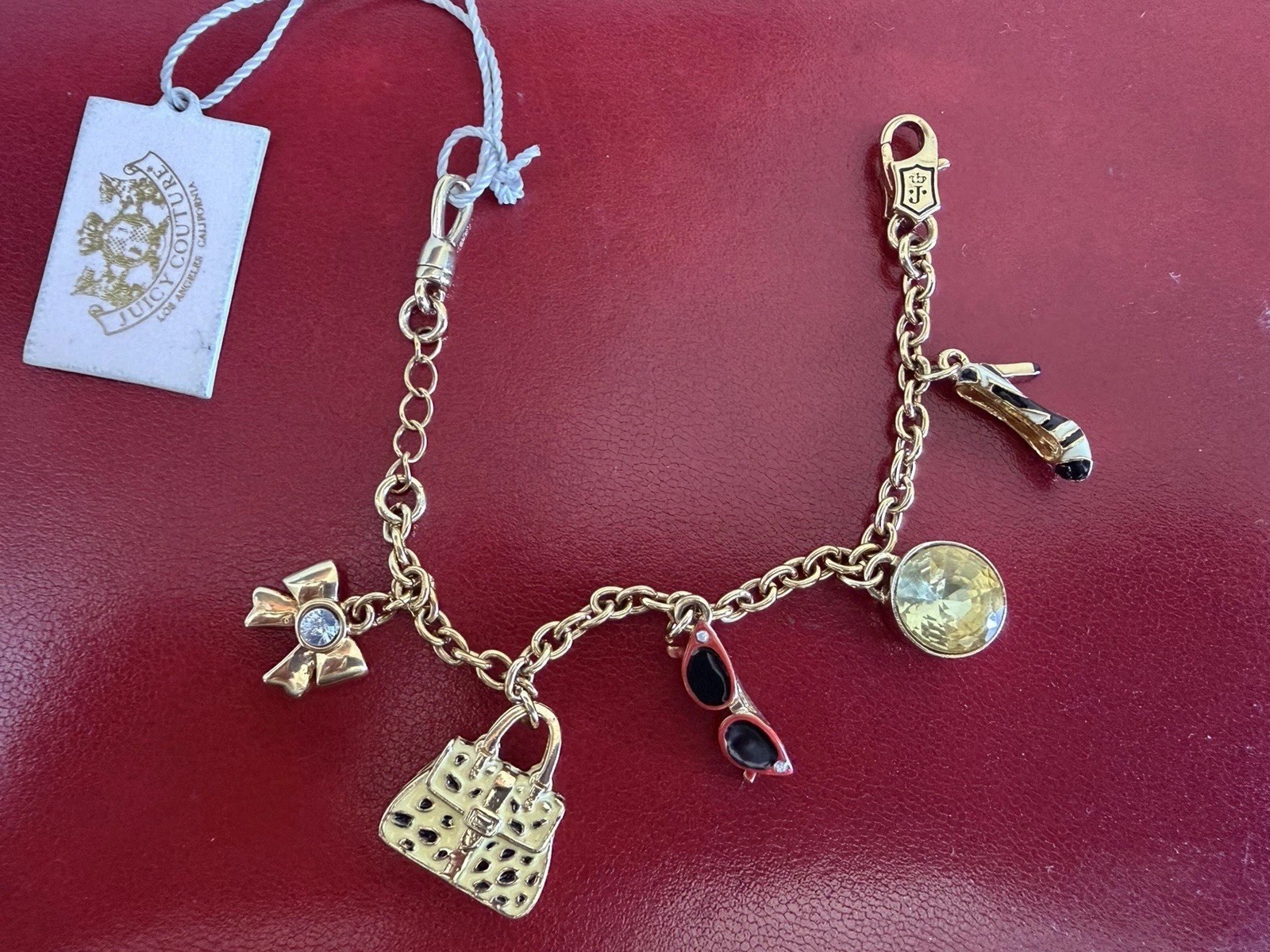 Juicy Couture Vintage Y2K Gold Tone Enamel Charm Bracelet Authentic NEW
