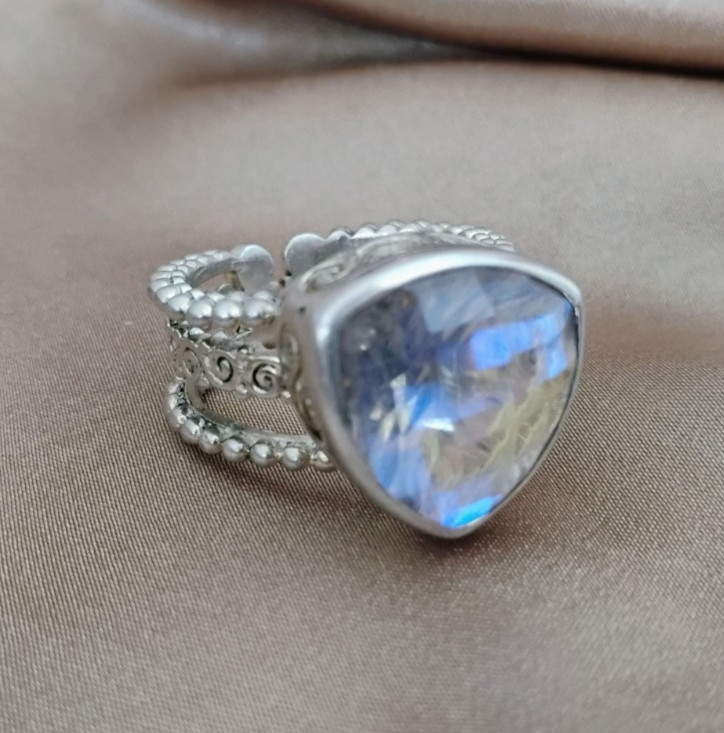 Sajen 925 Sterling Silver Ring Quartz size 9 adjustable Vintage