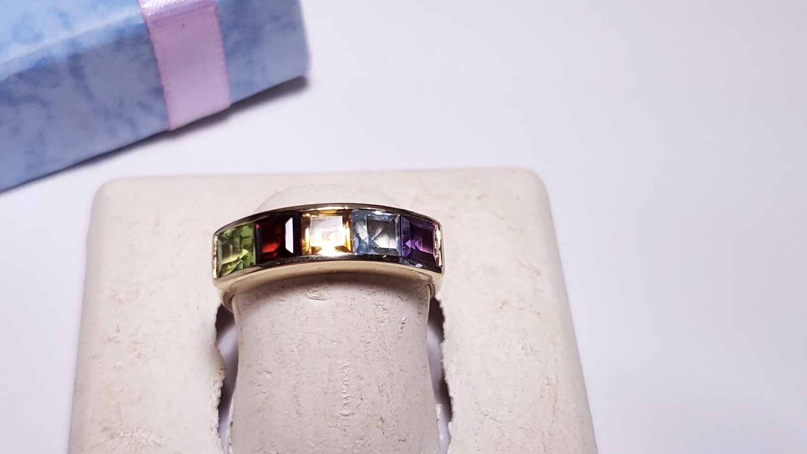 Estate 2.5ctw Natural Multi Gem Princess Channel 10Kt Yellow Gold Band Ring24733
