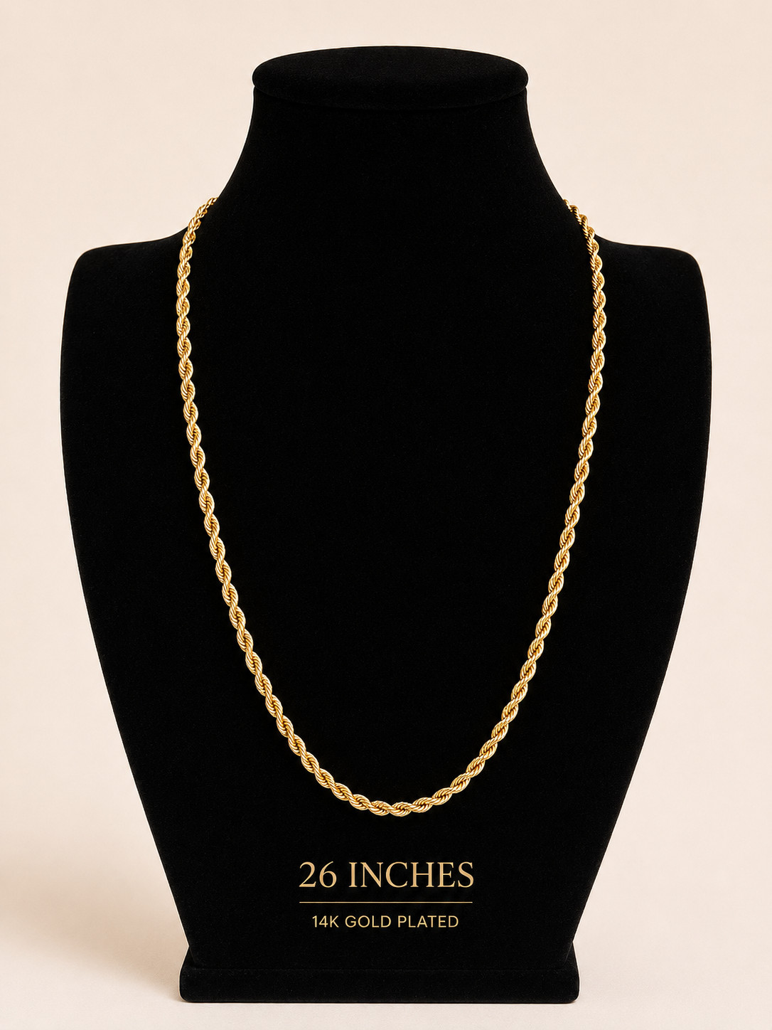 14K Gold Plated Rope Chain Necklace 18-30” 2mm-10mm Unisex Chain
