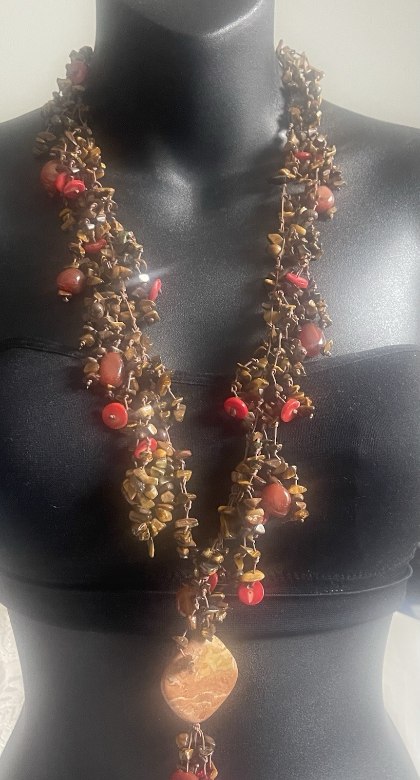 Gorgeous Long Boho Multi Strand Multicolor Gemstone Beaded Layered Necklace