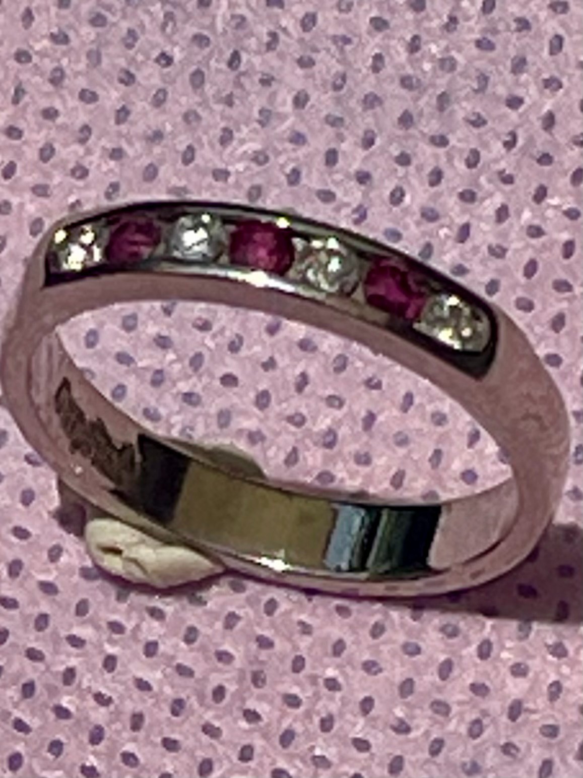 Beautiful PALLADIUM Ring with Rubies and Diamonds, Size 7, Very Rare Find & NEW!
