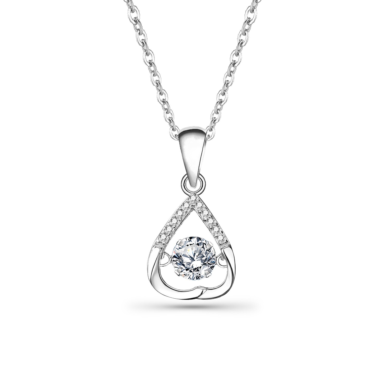 Heart Pendant Necklace Heartfelt Sparkle, 925 Sterling Silver, 0.5 ct
