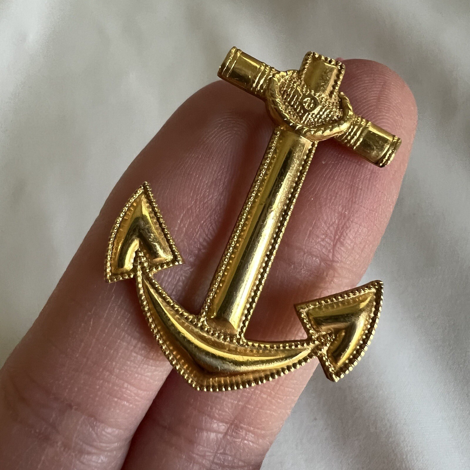 Vintage 10K Gold Filled Anchor Brooch Pin Nautical Sailor Military Emblem Vtg