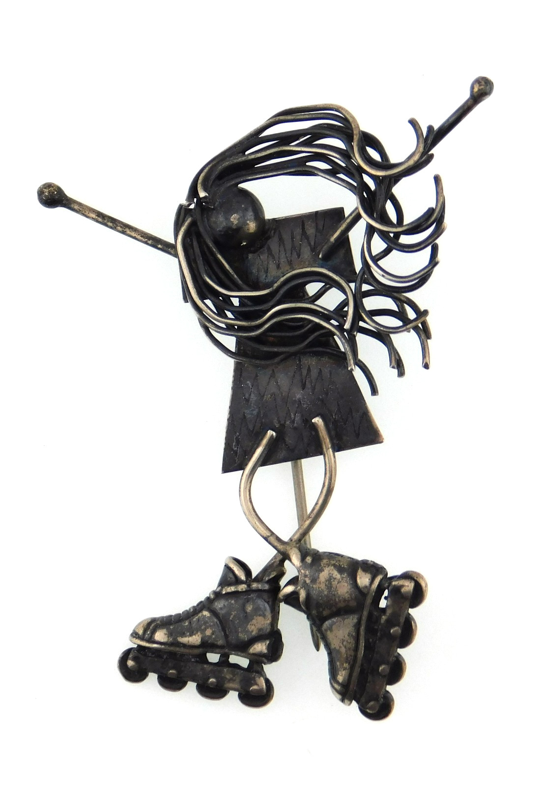 LHTC Long Hungry Trading Co Jeff Storey 925 Sterling Silver Roller Skater Brooch