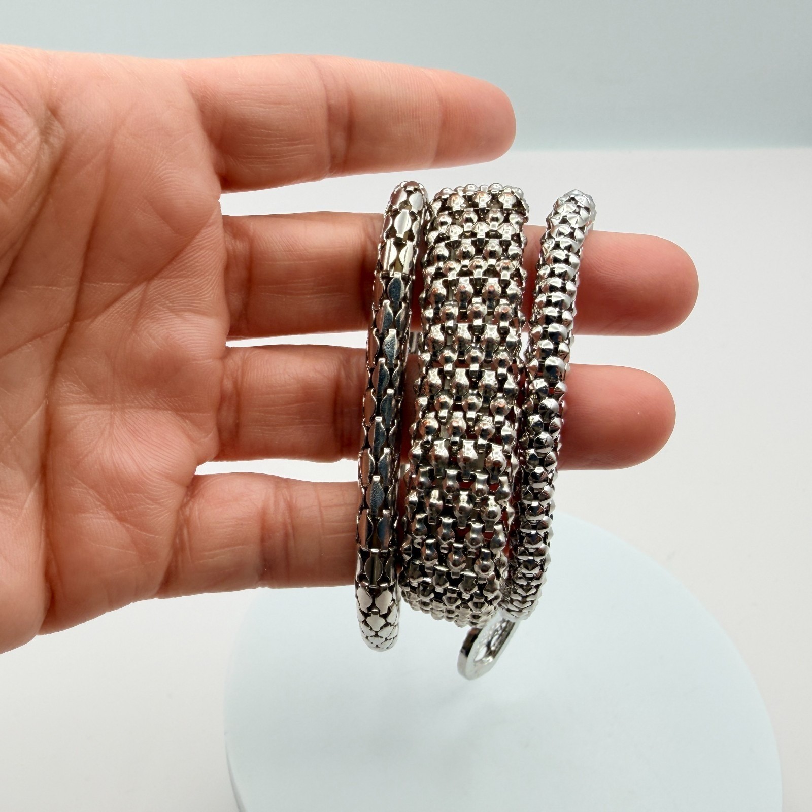 Vintage Y2K Silver Tone Tree of Life Heart Charm Mesh Bracelet Women’s Jewelry