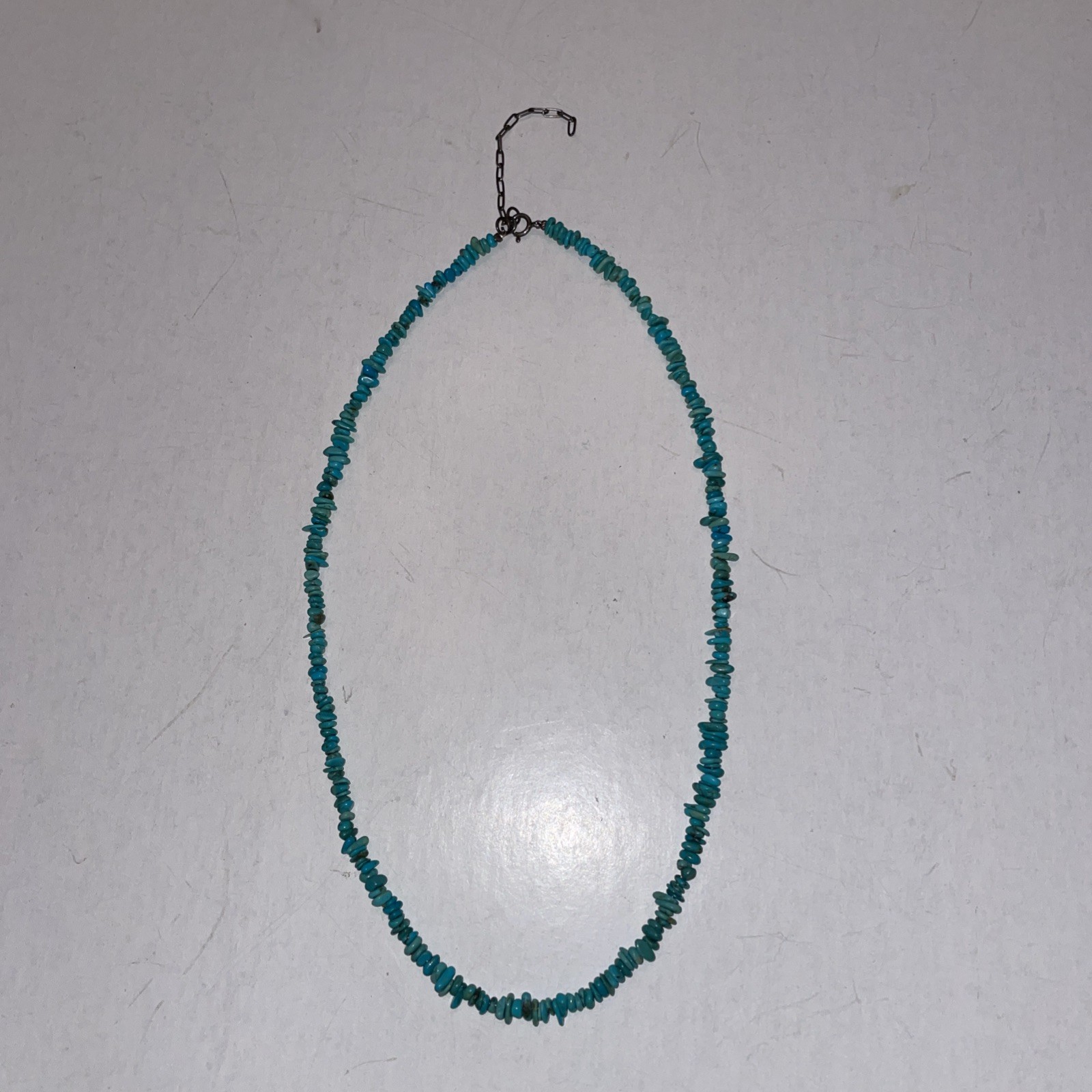 Turquoise Chip Necklace Sterling Silver 18 To 20 Inches Long Nugget Chips
