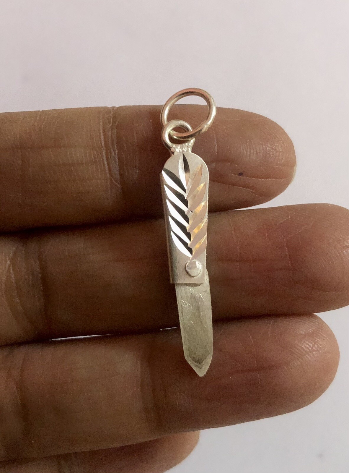 Pure Silver Chaku Knife Nazar Locket Pendant for Evil Eye Protection, Openable