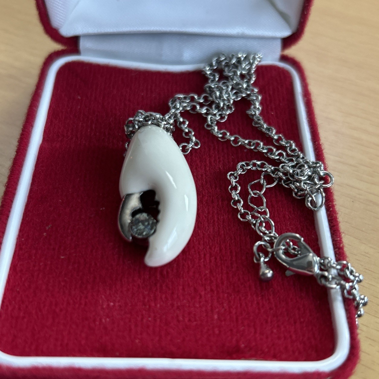 Stunning Vintage Enamel Claw / crystal Pendant 51 cm Chain / Quality item
