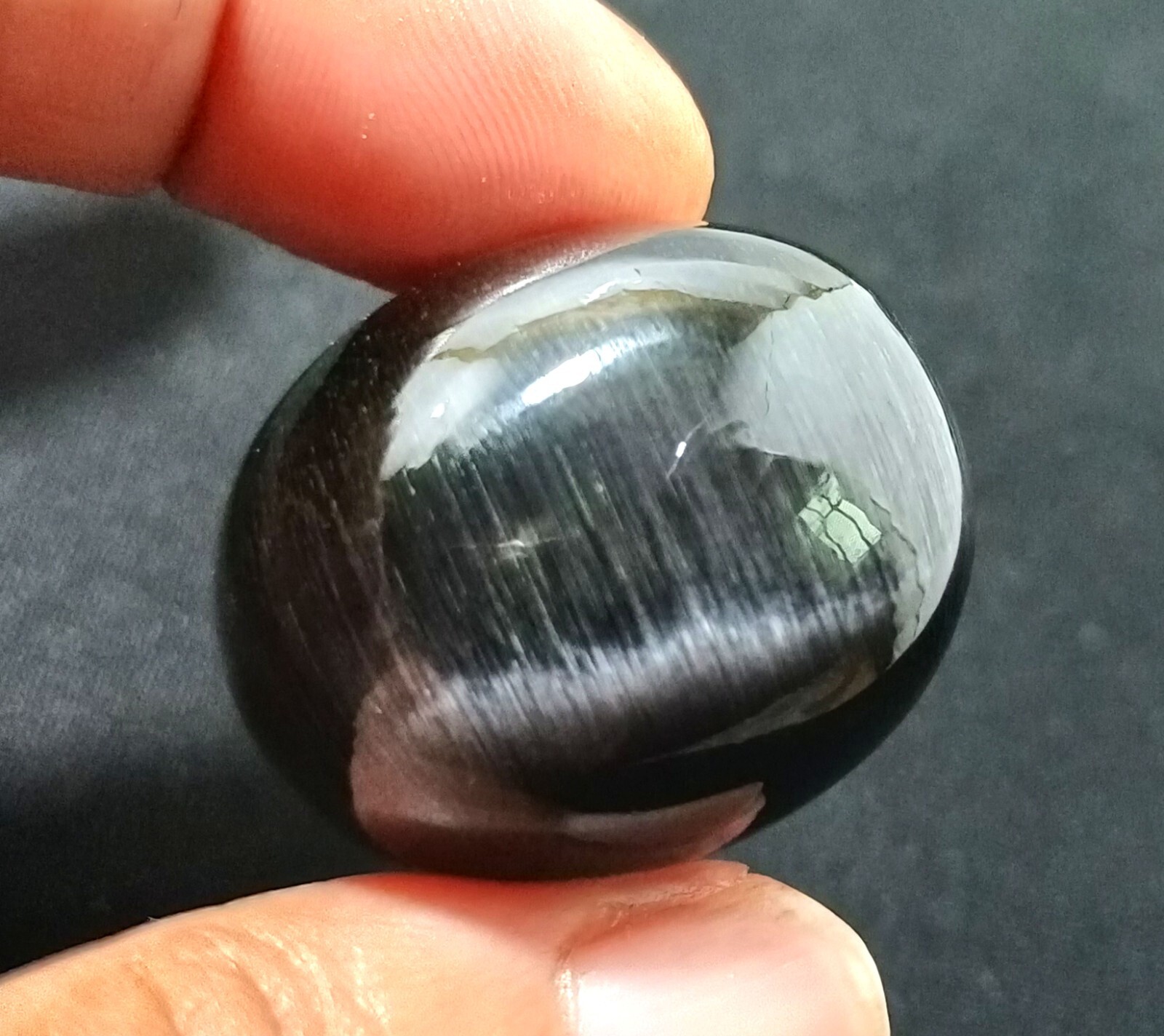 103.50 Ct NATURAL BRAZILIAN Black Cat Eye Oval Cut Loose Certified GEMSTONE