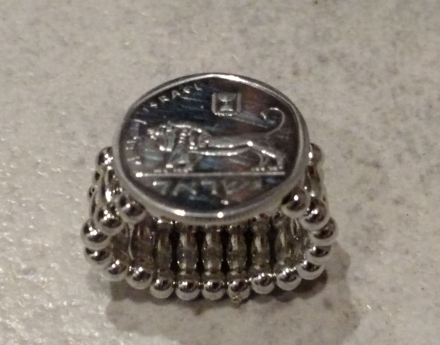 1/2 Shekel Stretchy Ring Jewelry Half Sheqel Israel Lion of Megiddo Israeli Coin