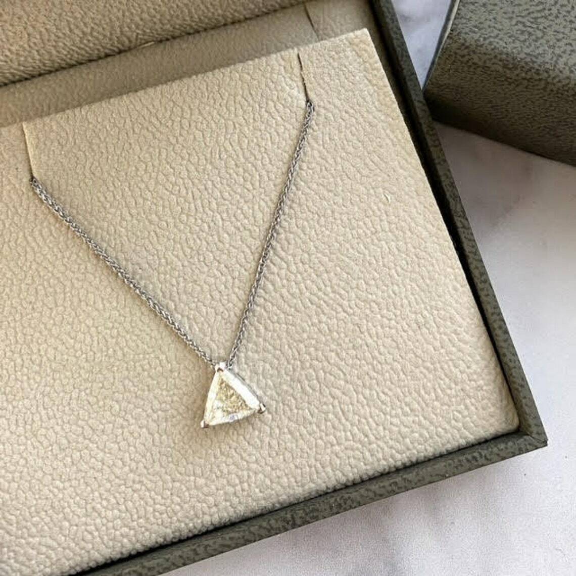 2Ct Trillion White Cubic Zirconia Womens Solitaire Pendant Only 925 Silver