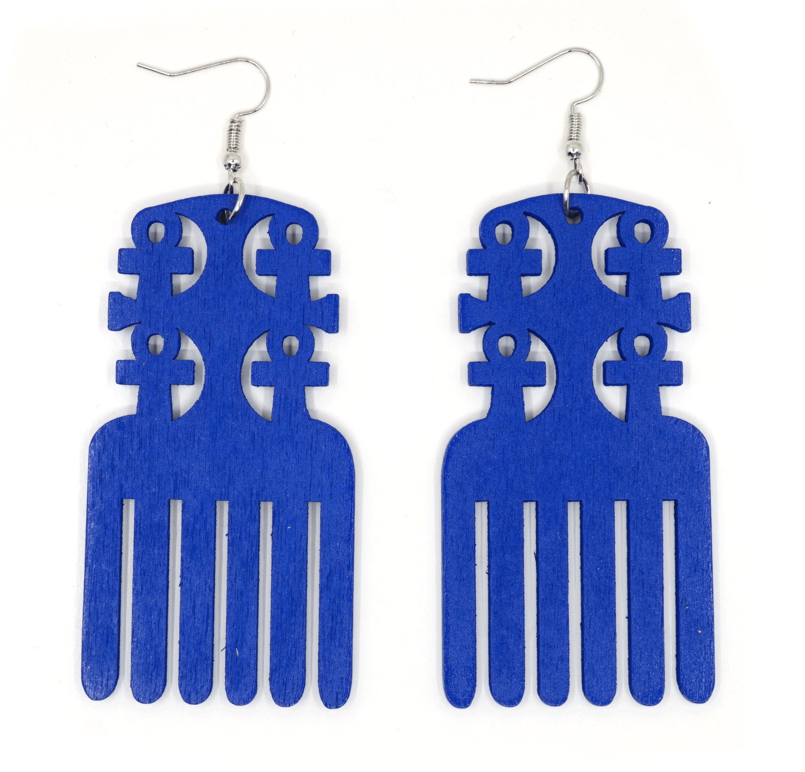 TB Ankh Comb Symbol of Life Anka Cross Wood Fashion Jewelry Women Dangle Earring