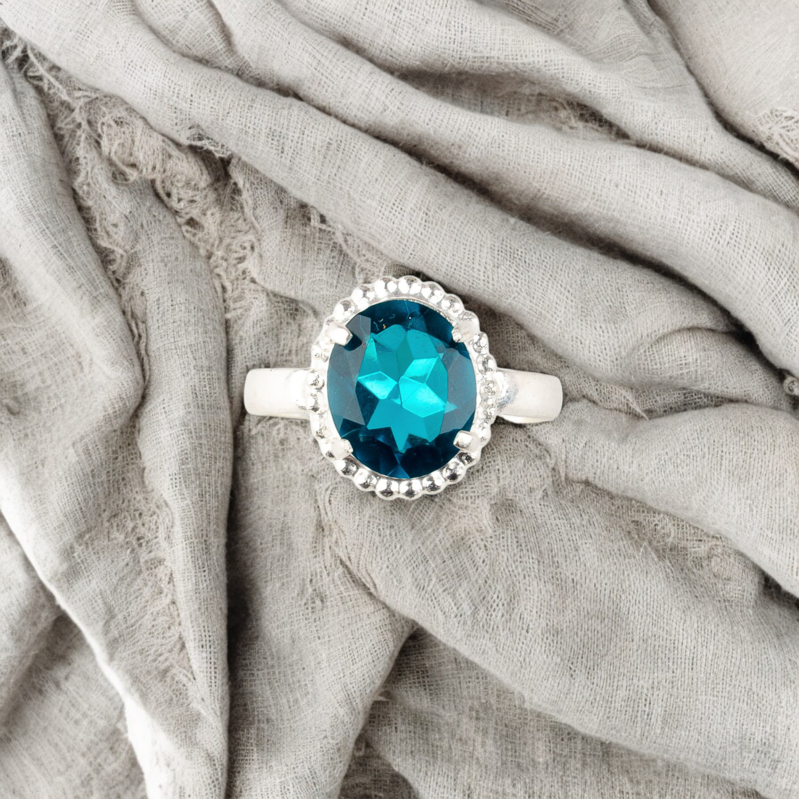 London Blue Topaz Gemstone 925 Sterling Silver Ring Handmade Jewelry Ring Gift