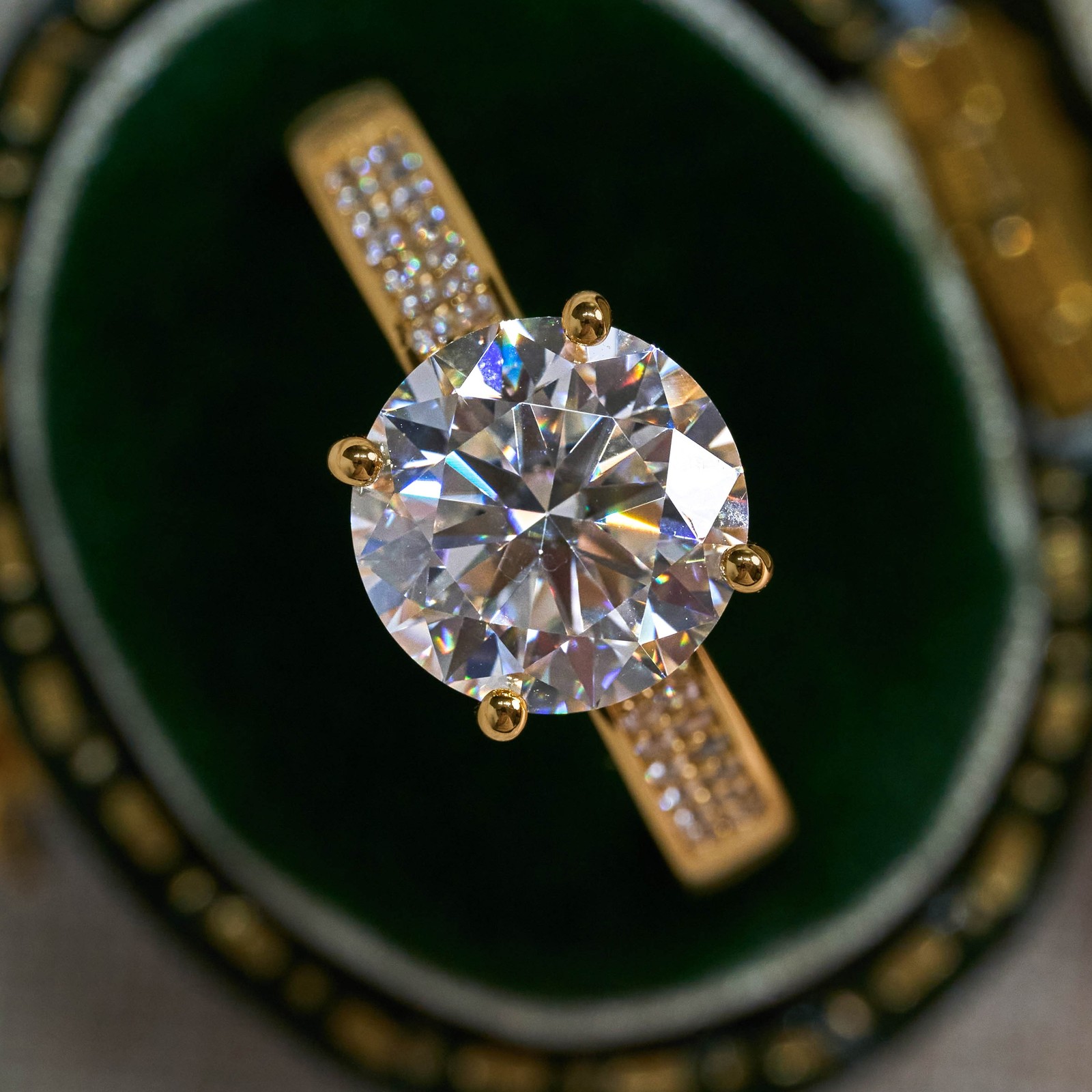 3 Carat Moissanite Engagement Ring 18K Gold Plated Size 6 7 8 9