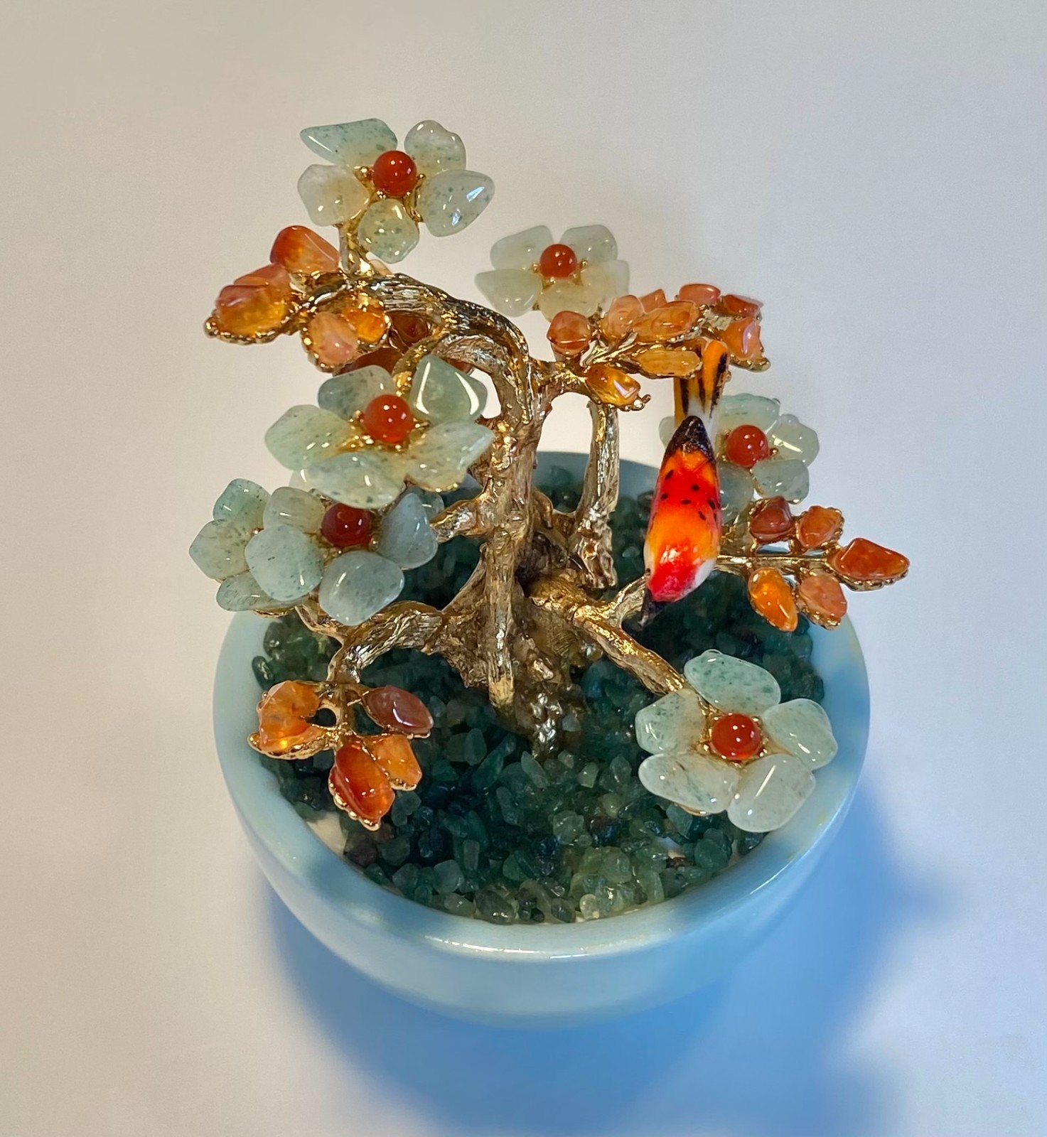 AUTHENTIC SWOBODA GEM TREE ~ AVENTURINE, CARNELIAN, BIRD ON TREE ~ STUNNING!