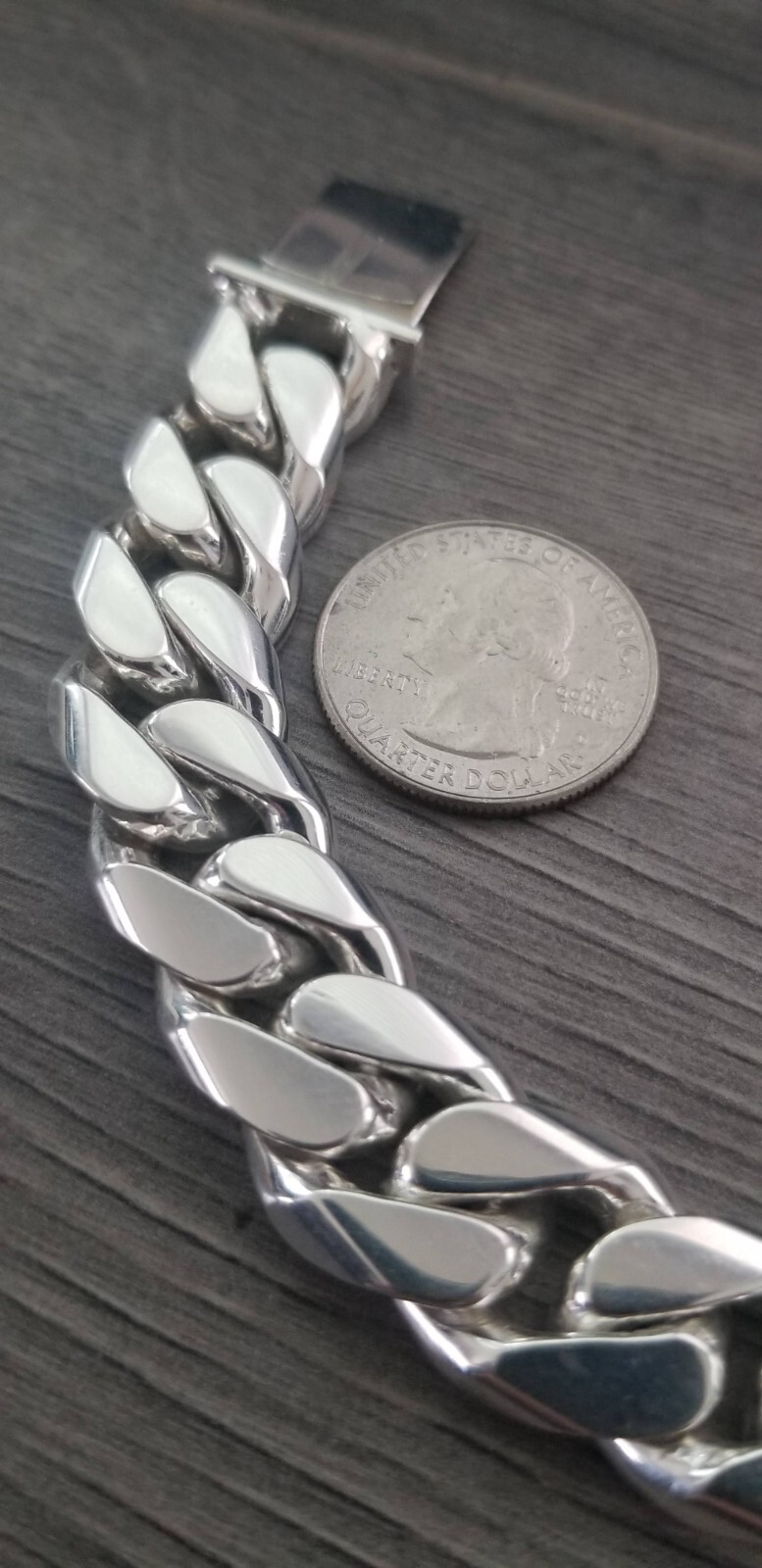 925 sterling silver bracelet / esclava de plata 925 cuban link 102.7g 8.5″ 15mm