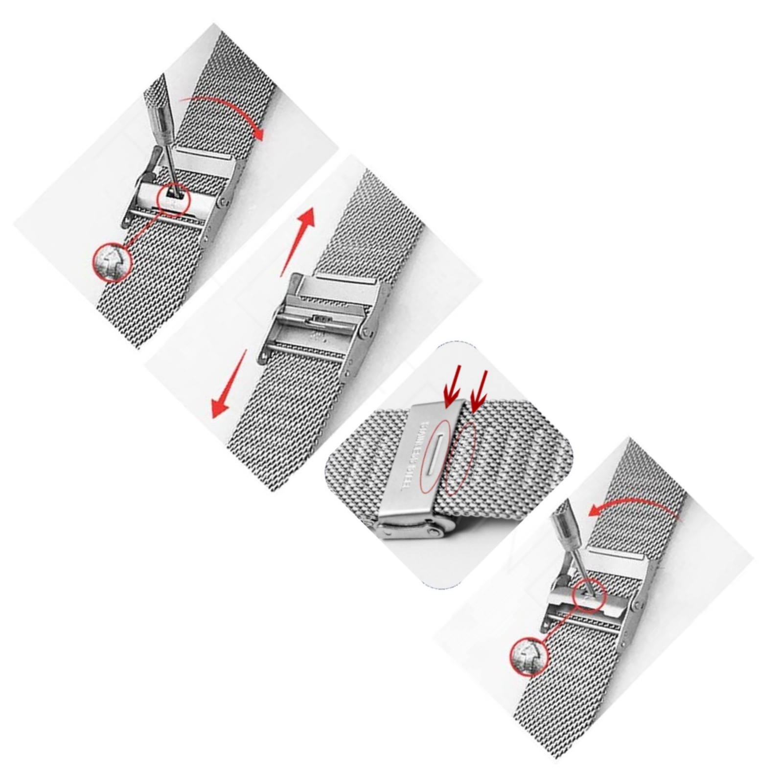 12mm 14mm 16mm 18mm 20mm 22mm 24mm Quick Release Milanese Mesh Steel Watch Band