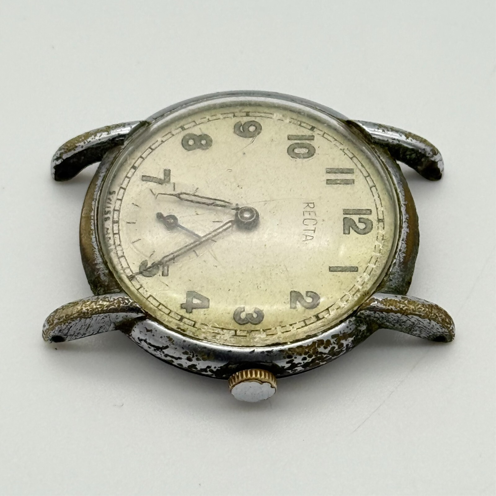 Vintage Men’s RECTA Military Swiss Mechanical Watch, 33mm, Small Sec (For Parts)